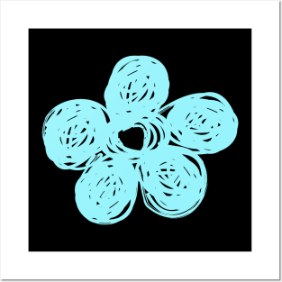 Light Blue Flower Kids Chalkboard Drawing Posters and Art